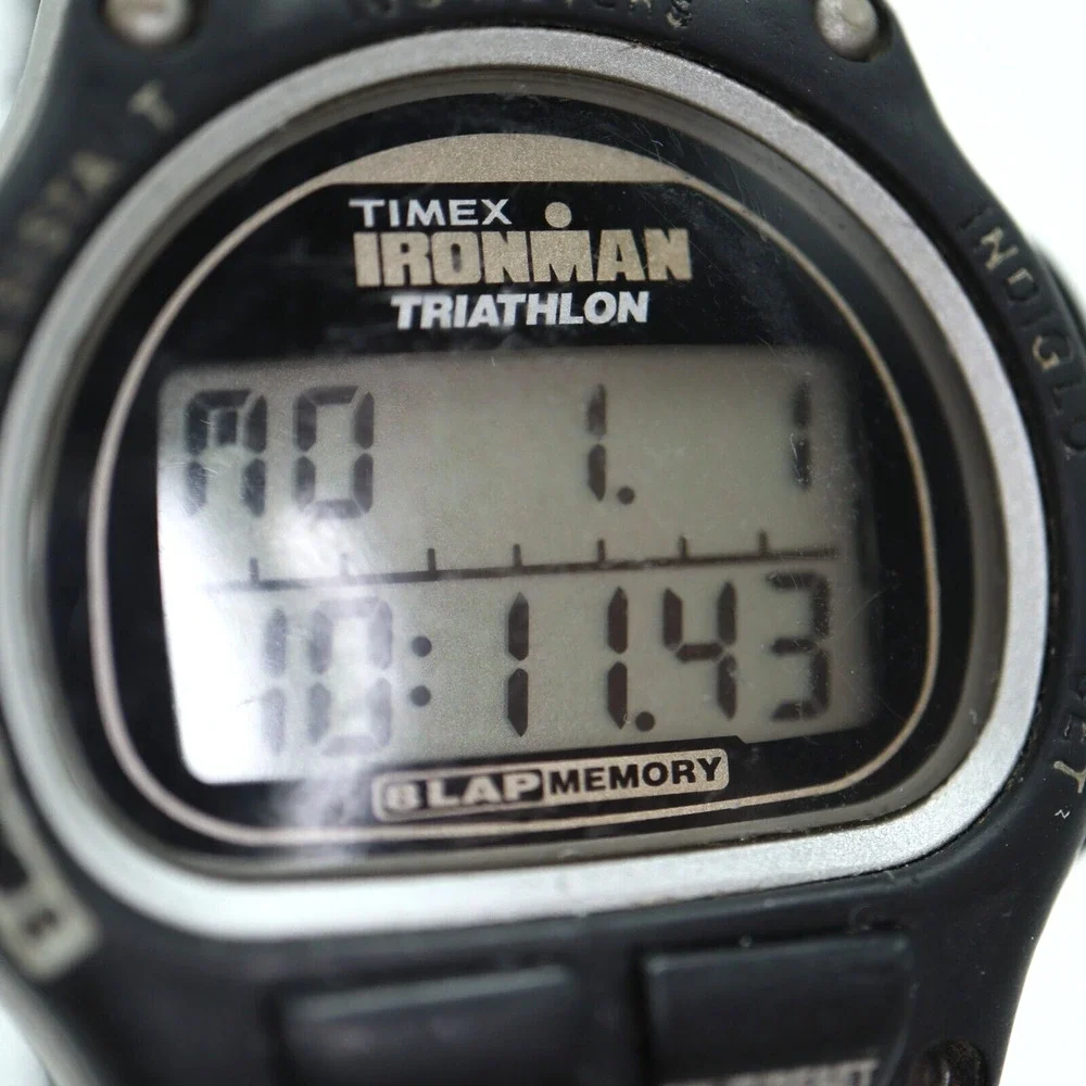 Vintage Timex Ironman Triathlon 38mm Digital Watch Black Blue w New Battery